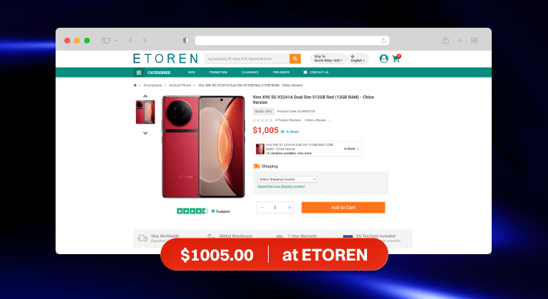 Vivo X90 Deals (ETOREN)