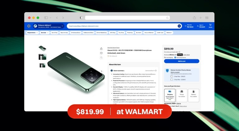 Xiaomi 14 Price On Walmart